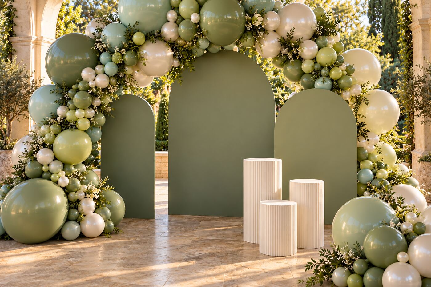 Garden Gala original event installation, central backdrop view